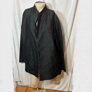 SOLD Eileen Fisher women’s large silk textured black button jacket
